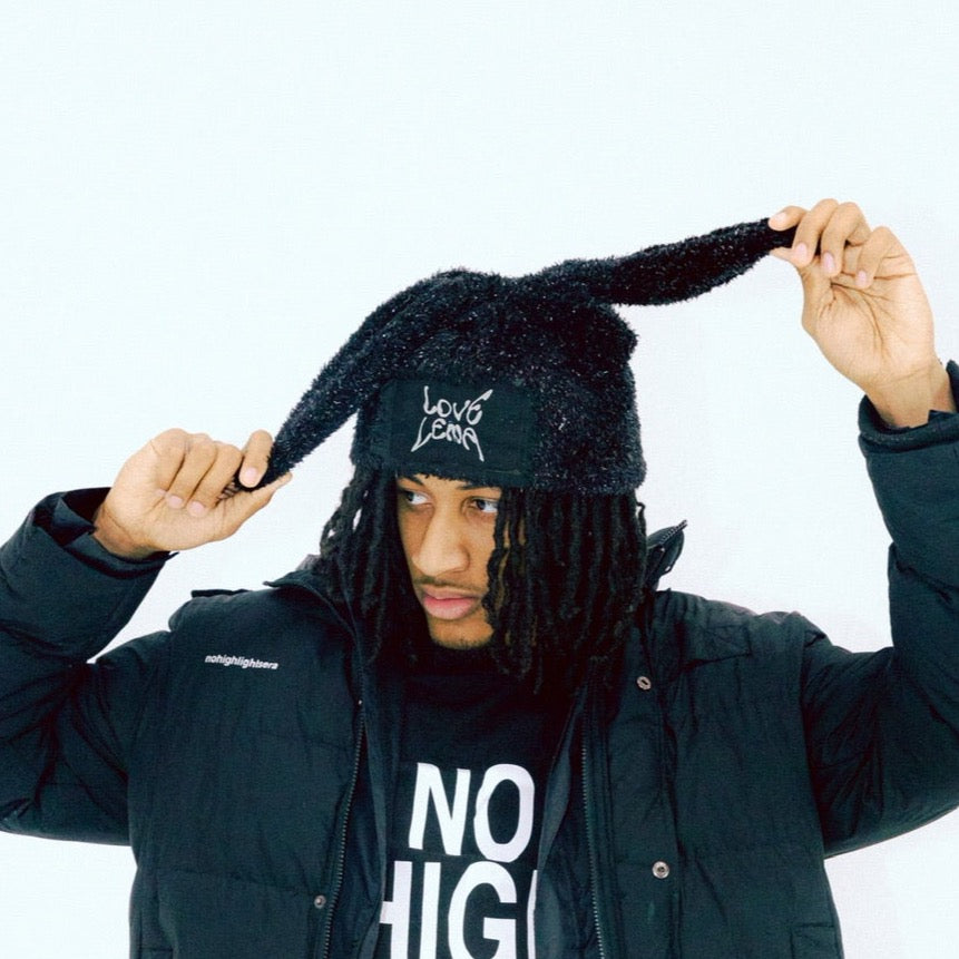 Black Bunny Eared Beanie