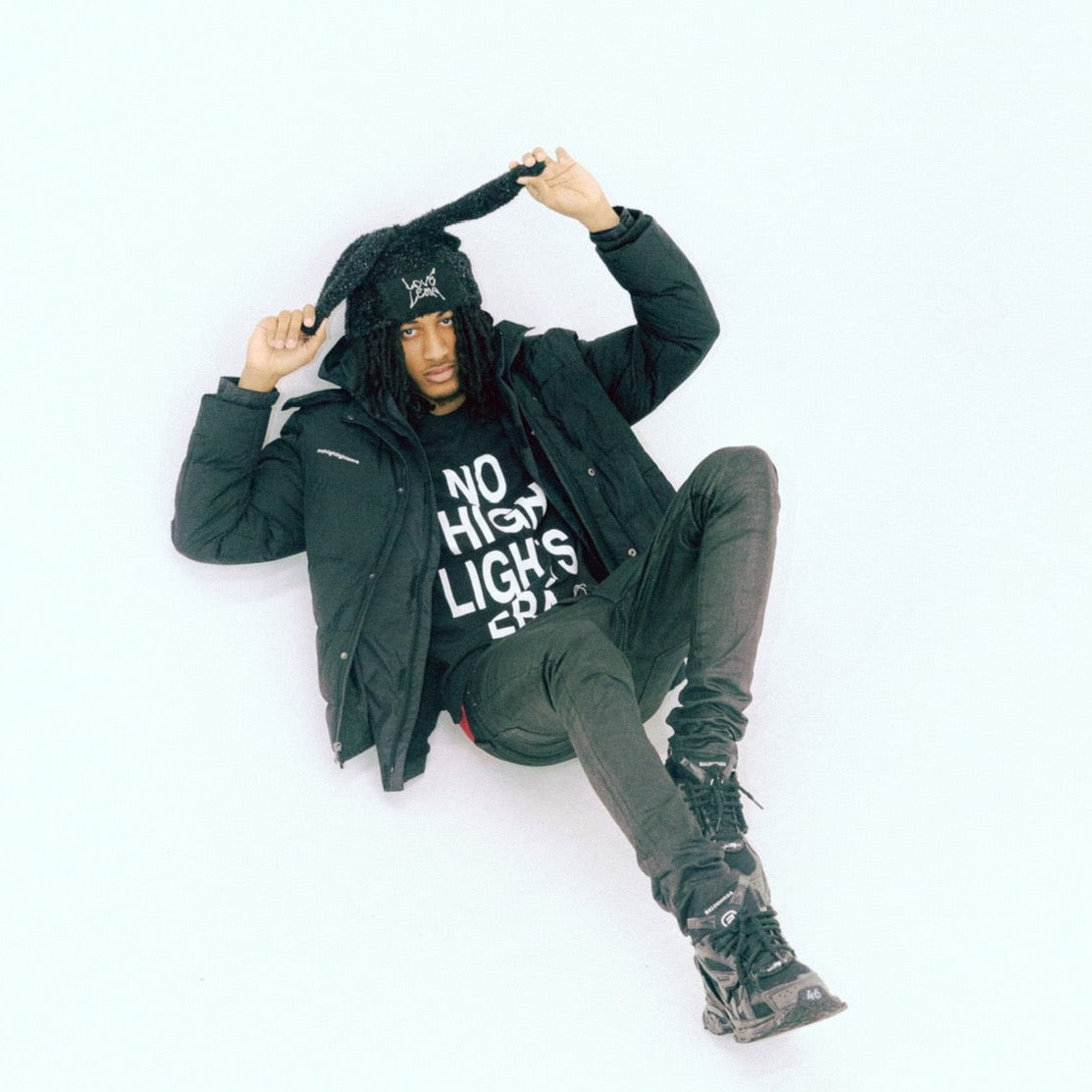 Black Bunny Eared Beanie