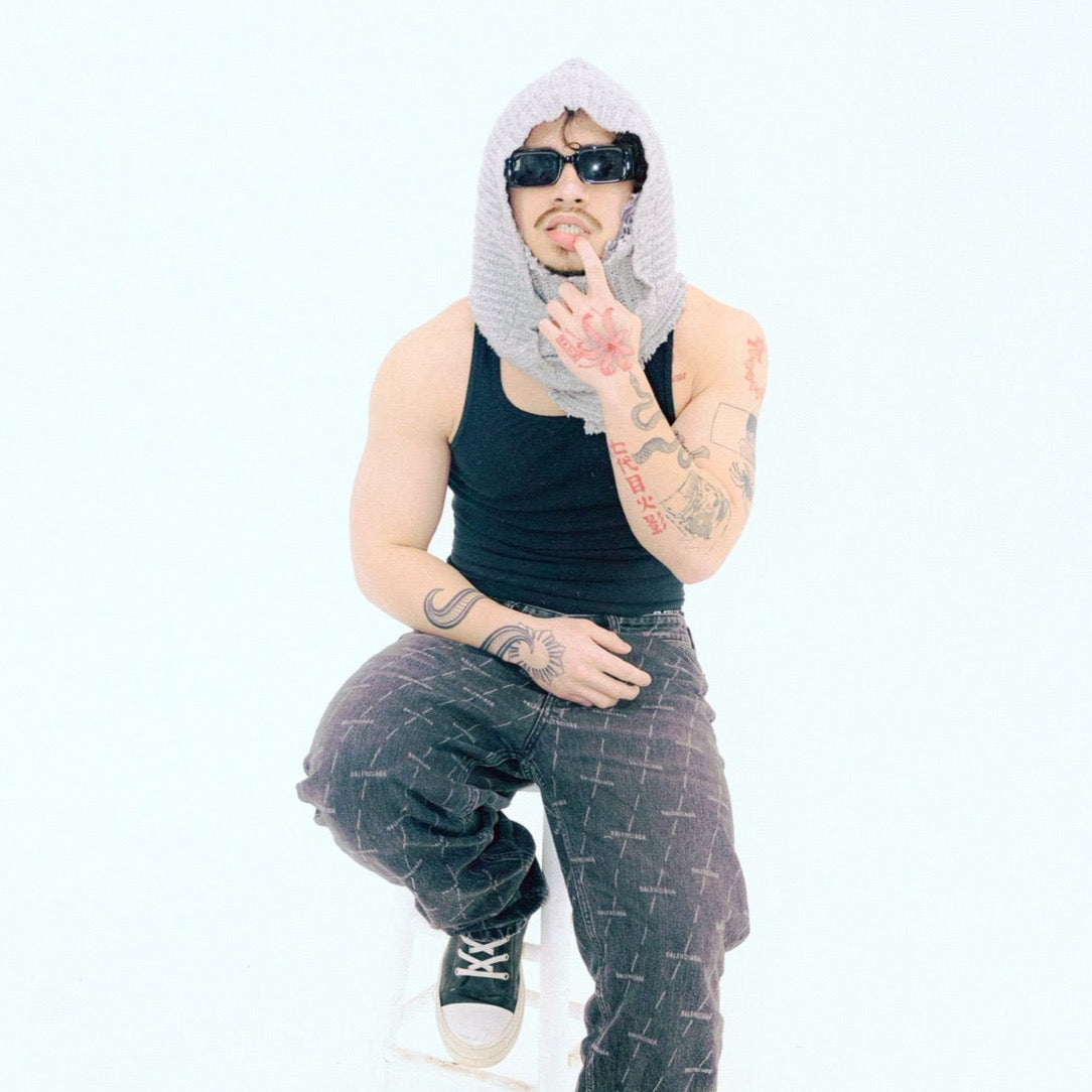 Grey Draped Balaclava