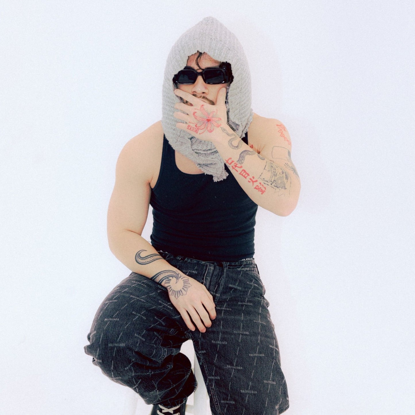 Grey Draped Balaclava