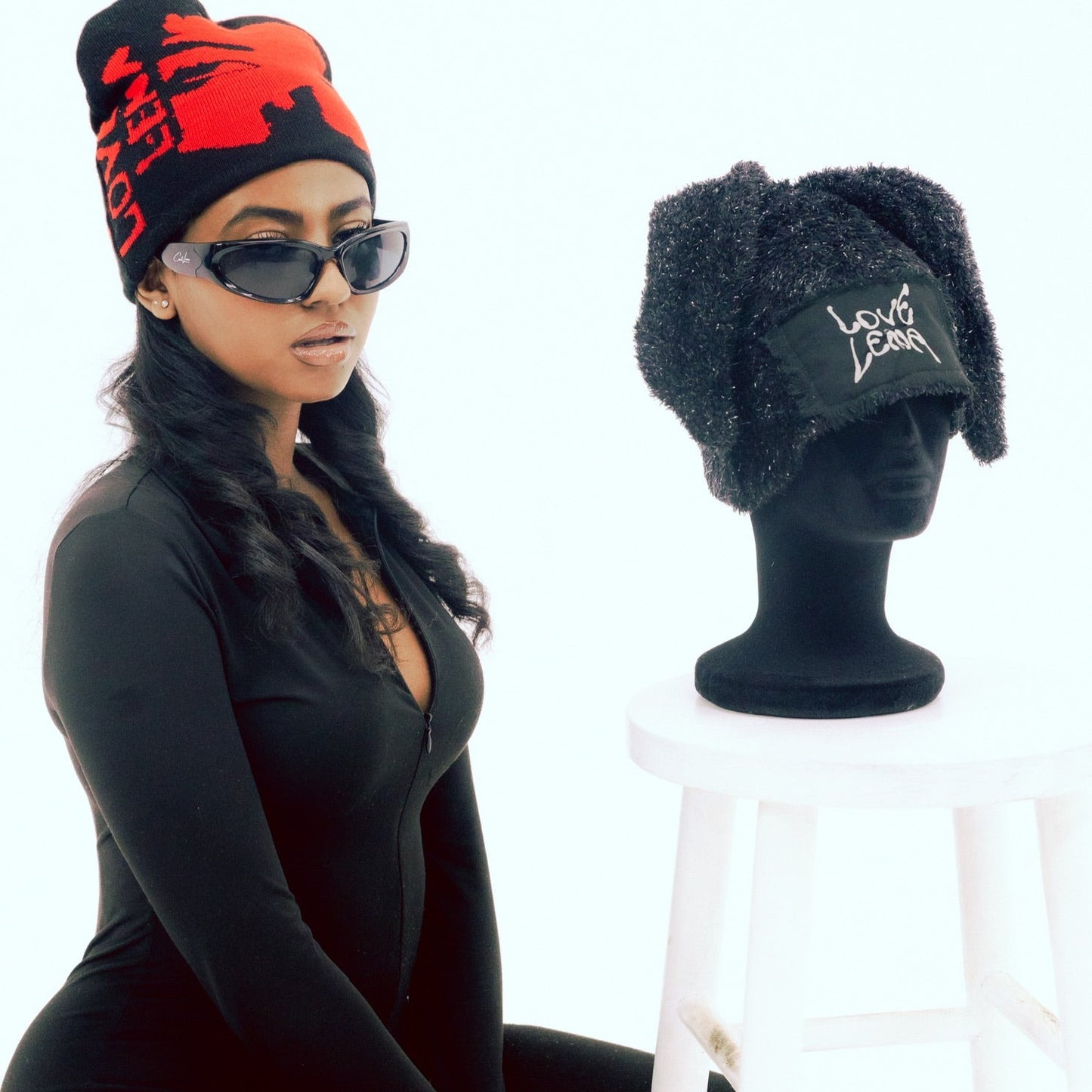 Black Bunny Eared Beanie