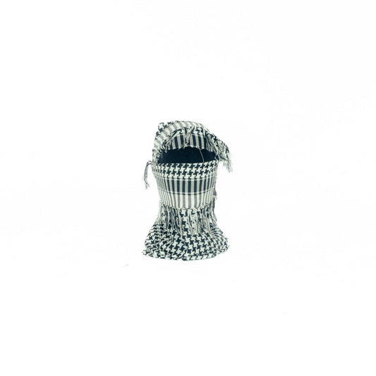 Draped Houndstooth Scarf Balaclava