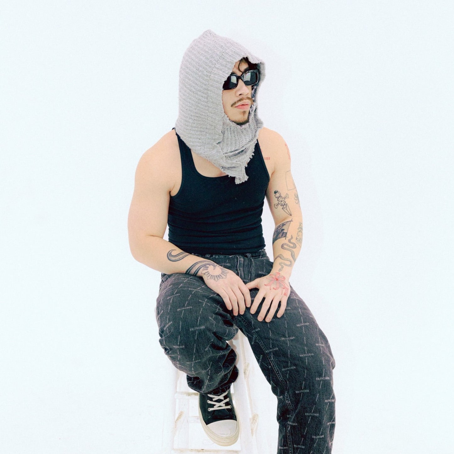 Grey Draped Balaclava