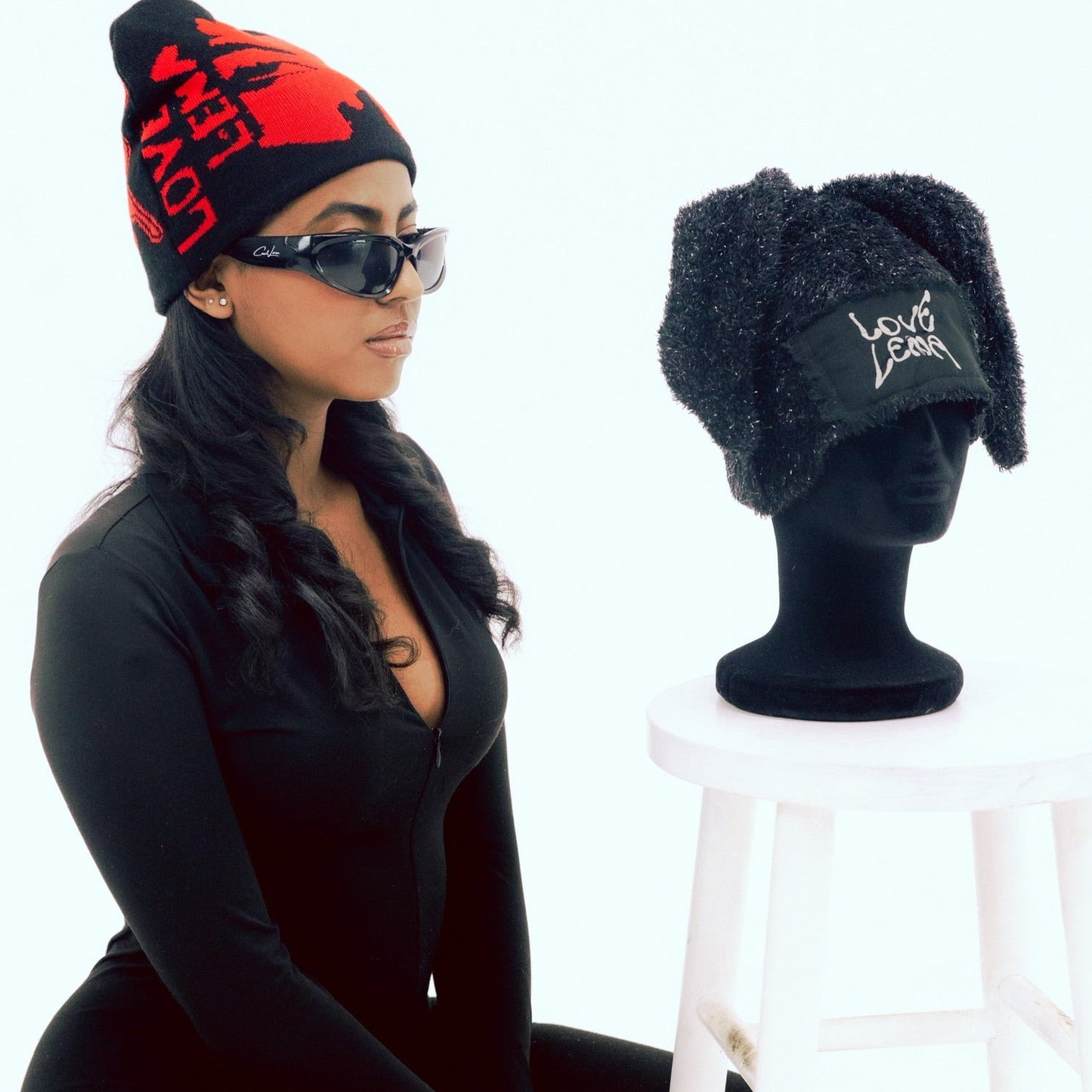 Black Bunny Eared Beanie